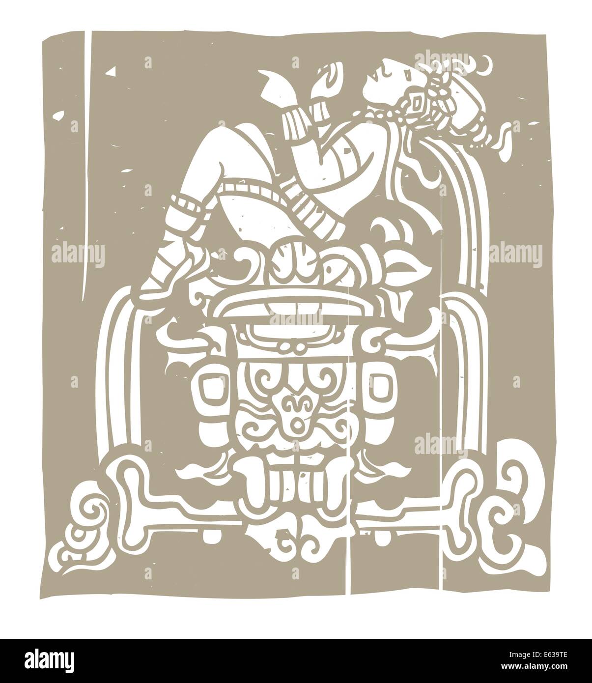 Reclining Mayan with throne adapted from temple images. Stock Vector