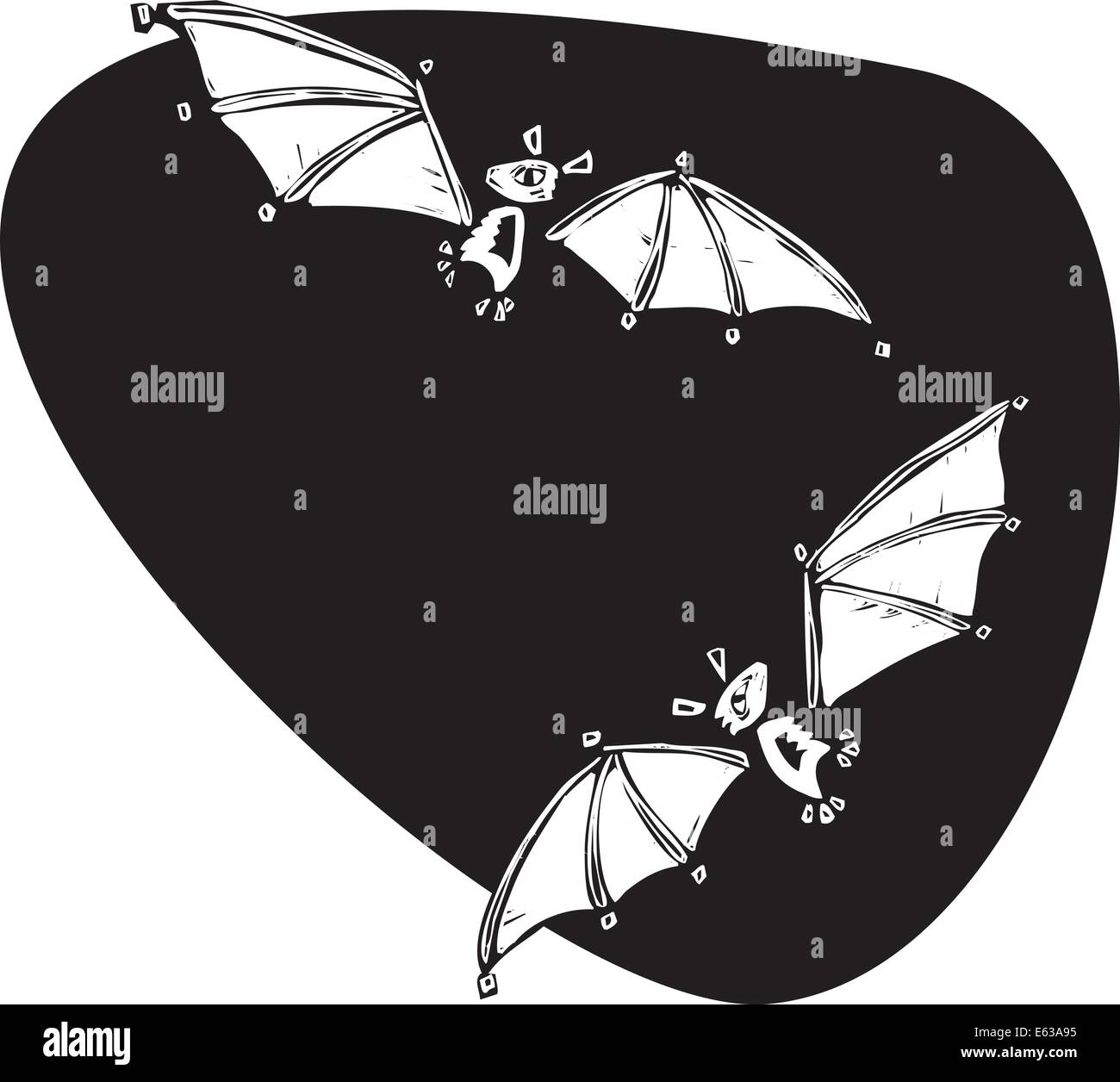 Two bats flying together in the night. Stock Vector