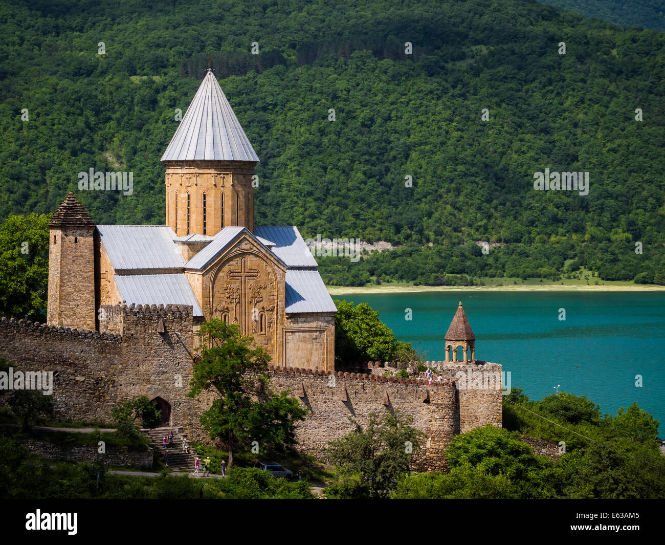 Ananuri castle complex next to Zhinvali Reservoir in Georgia, Caucasus. Stock Photo