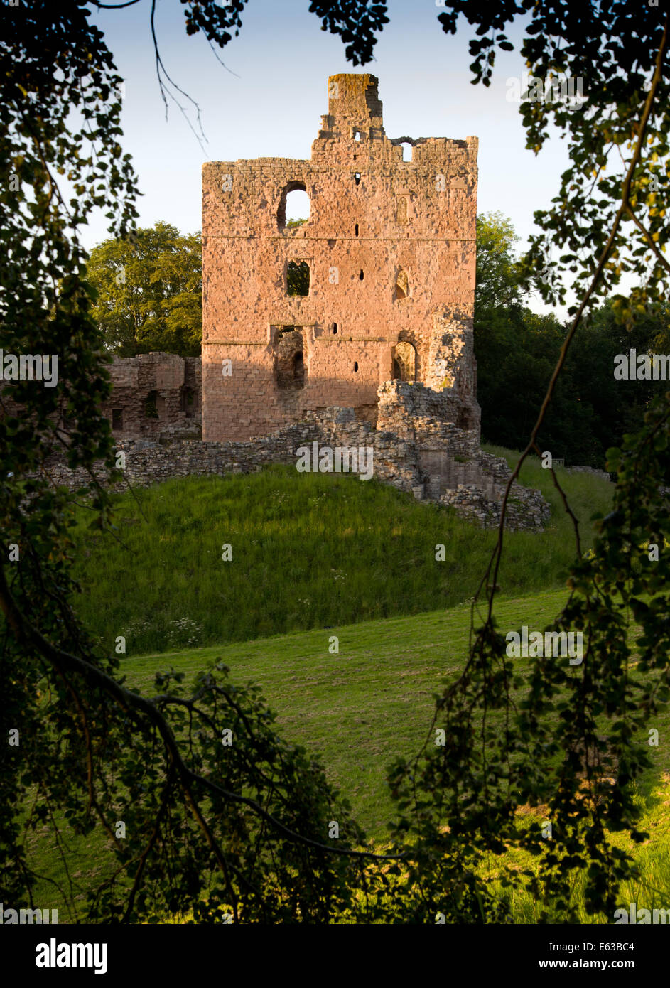 The keep of Norham Castle on the Scottish Border, one of the principal castles on the English side. Stock Photo