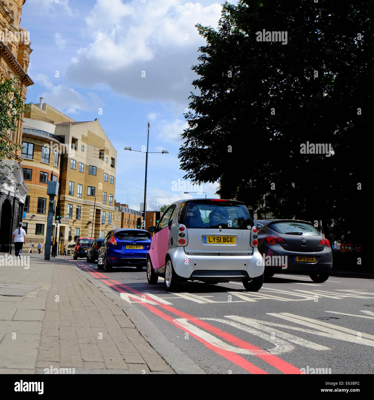 smart car in traffic in London Stock Photo Alamy