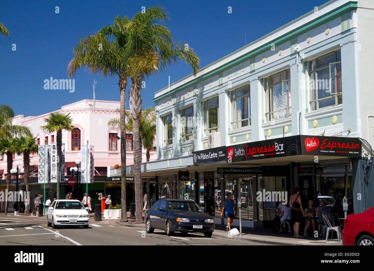 Art deco building at Napier in the Hawke's Bay Region, North Island, New Zealand. Stock Photo