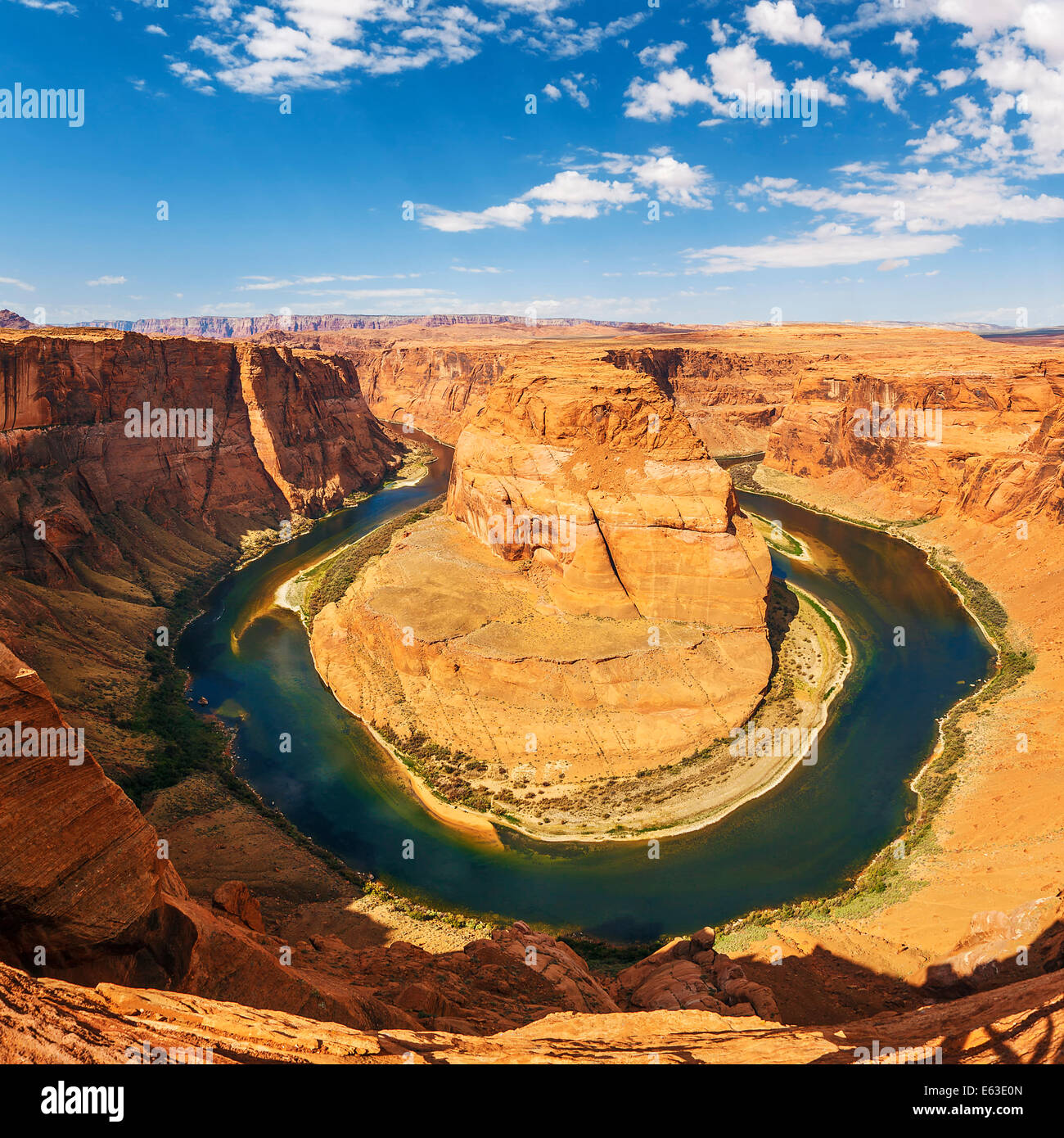 Famous Horseshoe Bend meander of Colorado River in Glen Canyon Stock Photo