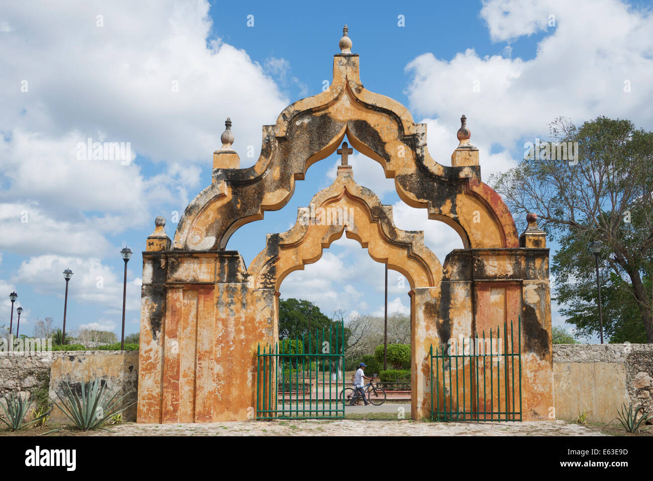 Ornate entrance gate Hacienda Yaxcopoil Yucatan Mexico Stock Photo