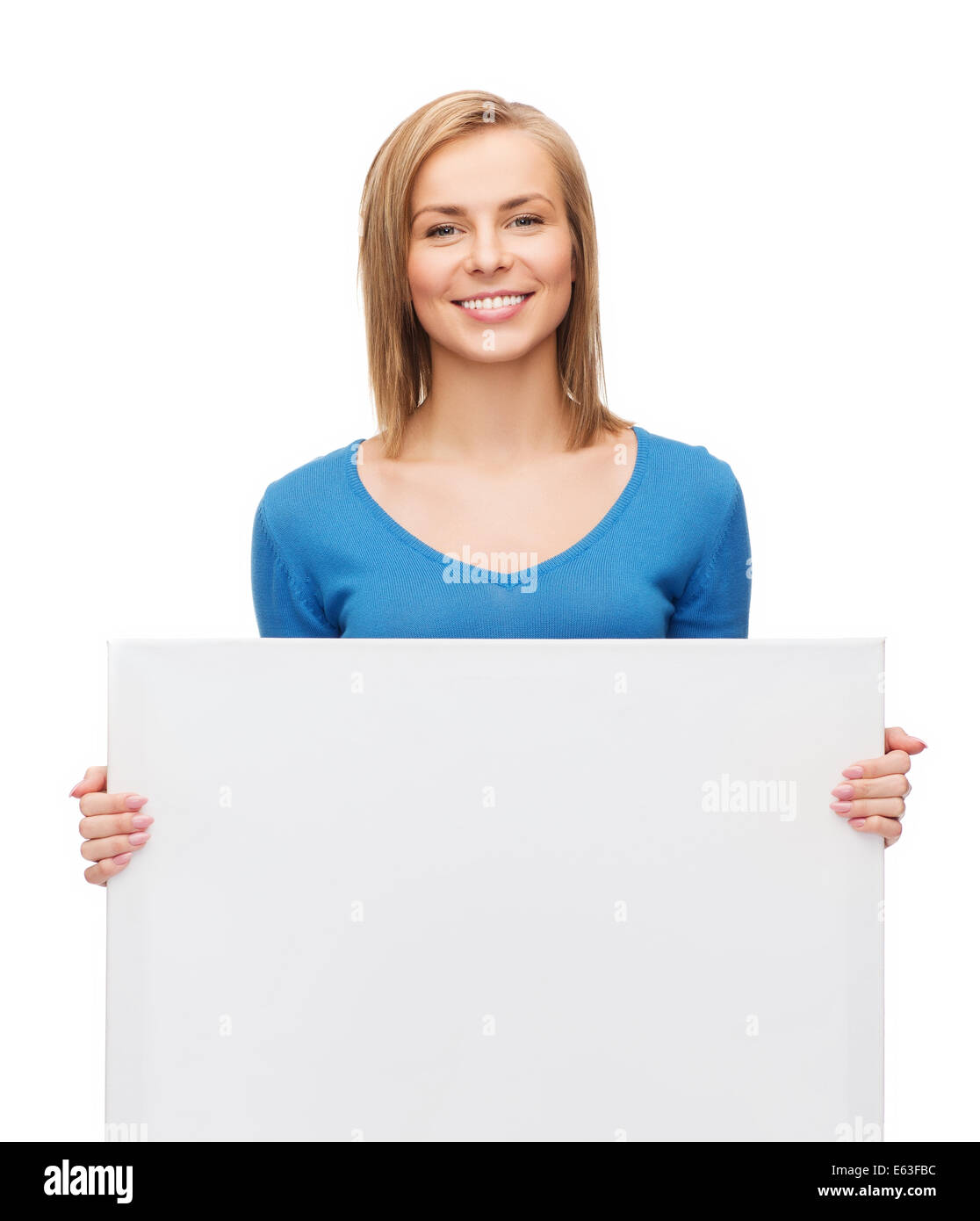 smiling girl with blank white board Stock Photo - Alamy