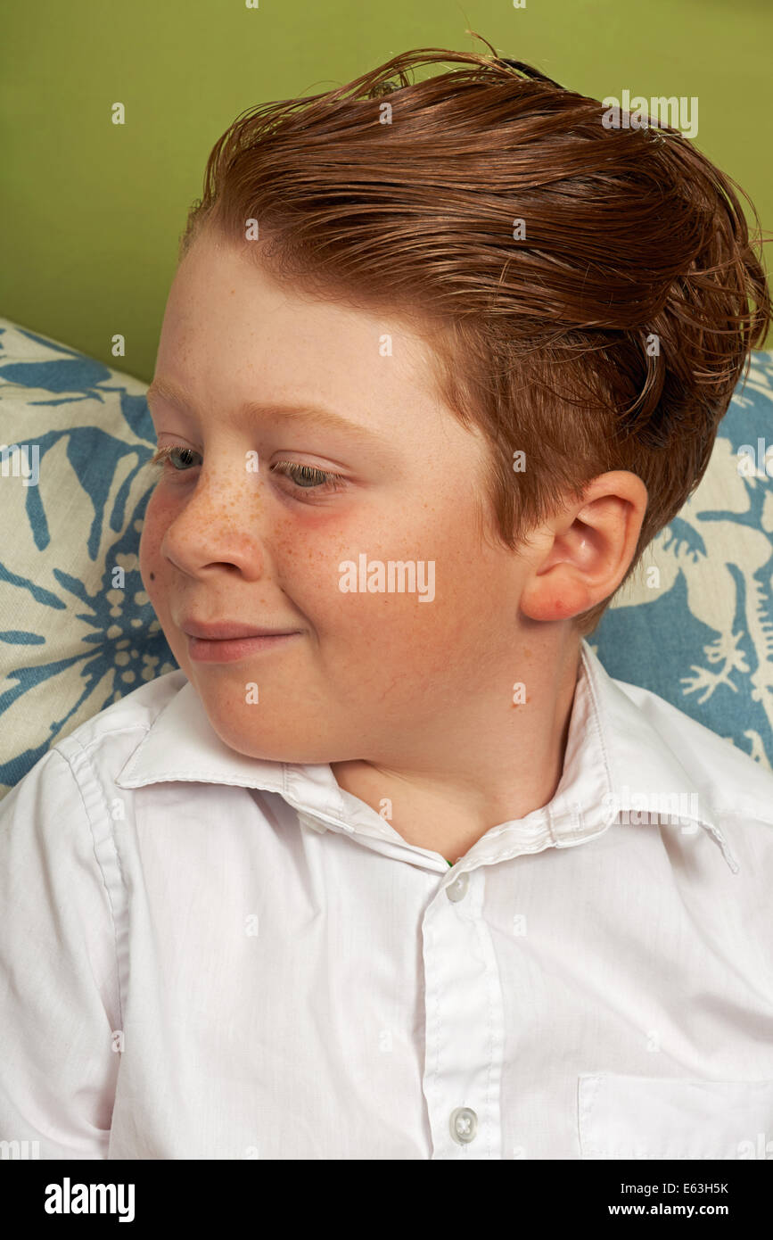 Young boy with ginger hair Stock Photo