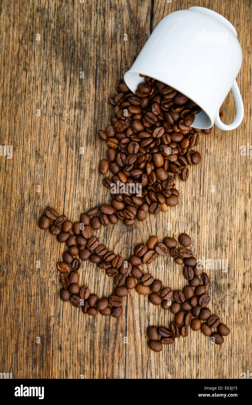 Coffee dollar created from coffee beans and a cup filled with coffee