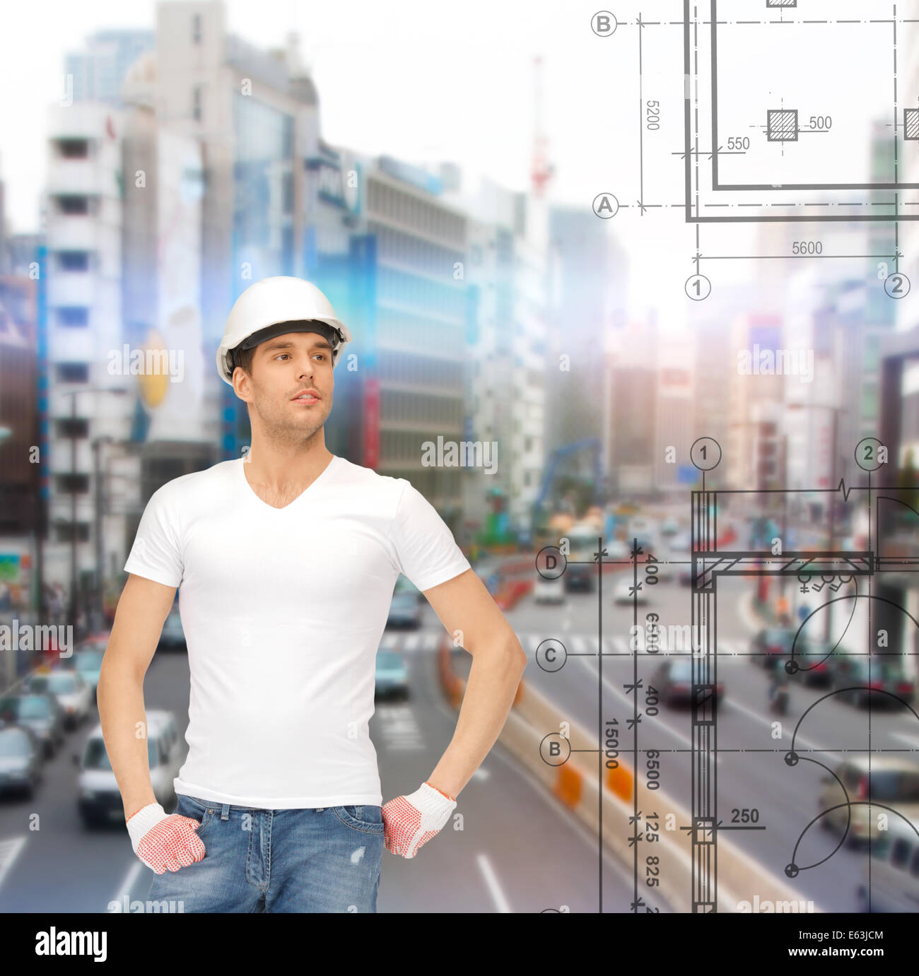 Handsome builder drawing buildings hi-res stock photography and images ...
