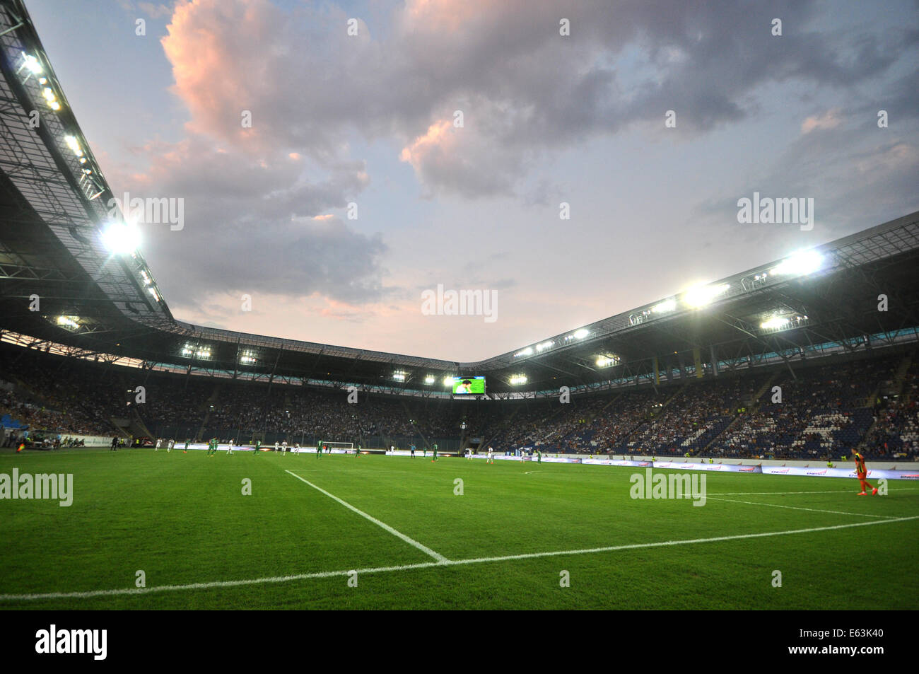 View on Dnipro-Arena during the match between FC Dnipro and FC Karpaty at Stadium Dnipro-Arena, Ukraine Stock Photo