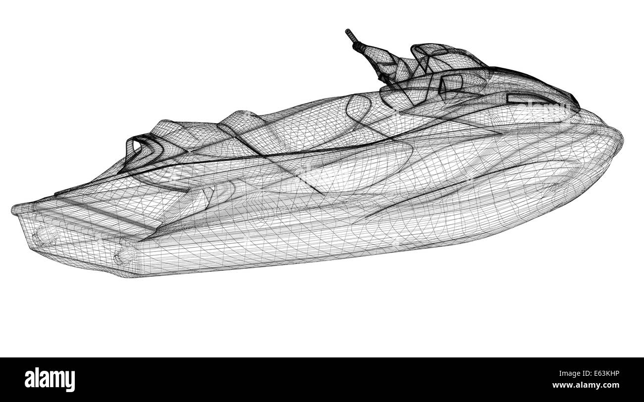 Jetski isolated front view, body structure, wire model Stock Photo Alamy