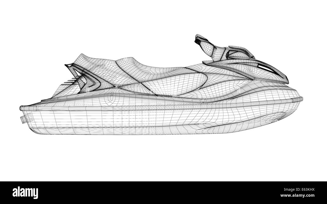 Jetski isolated front view, body structure, wire model Stock Photo Alamy