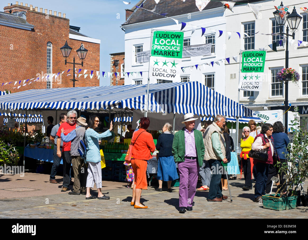 Local produce market in Ludlow, Shropshire, England UK Stock Photo