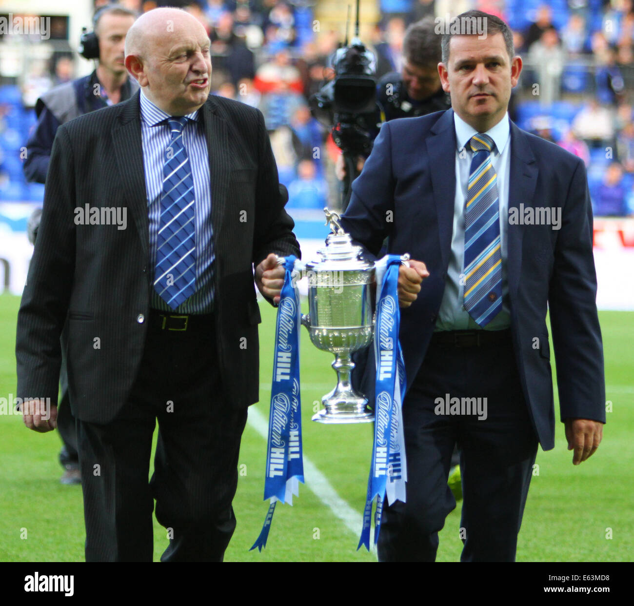 Perth, Scotland. 13th Aug, 2014. Scottish Professional Football League game between St Johnstone and Celtic from McDairmid Park. Steve Brown with the Scottish Cup trophy Credit:  Action Plus Sports/Alamy Live News Stock Photo