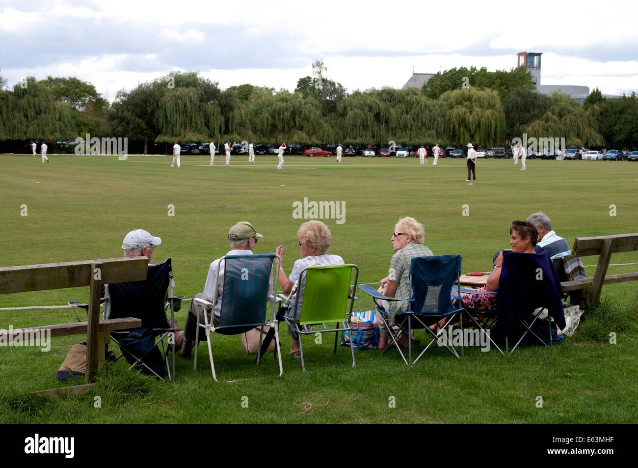 Elderly cricket spectators, Stratford-upon-Avon, UK Stock Photo