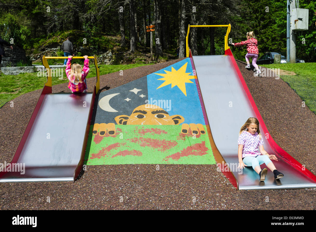 Decorative Troll at a Children ´s Playground atop Mt. Floyen. Bergen, Norway Stock Photo