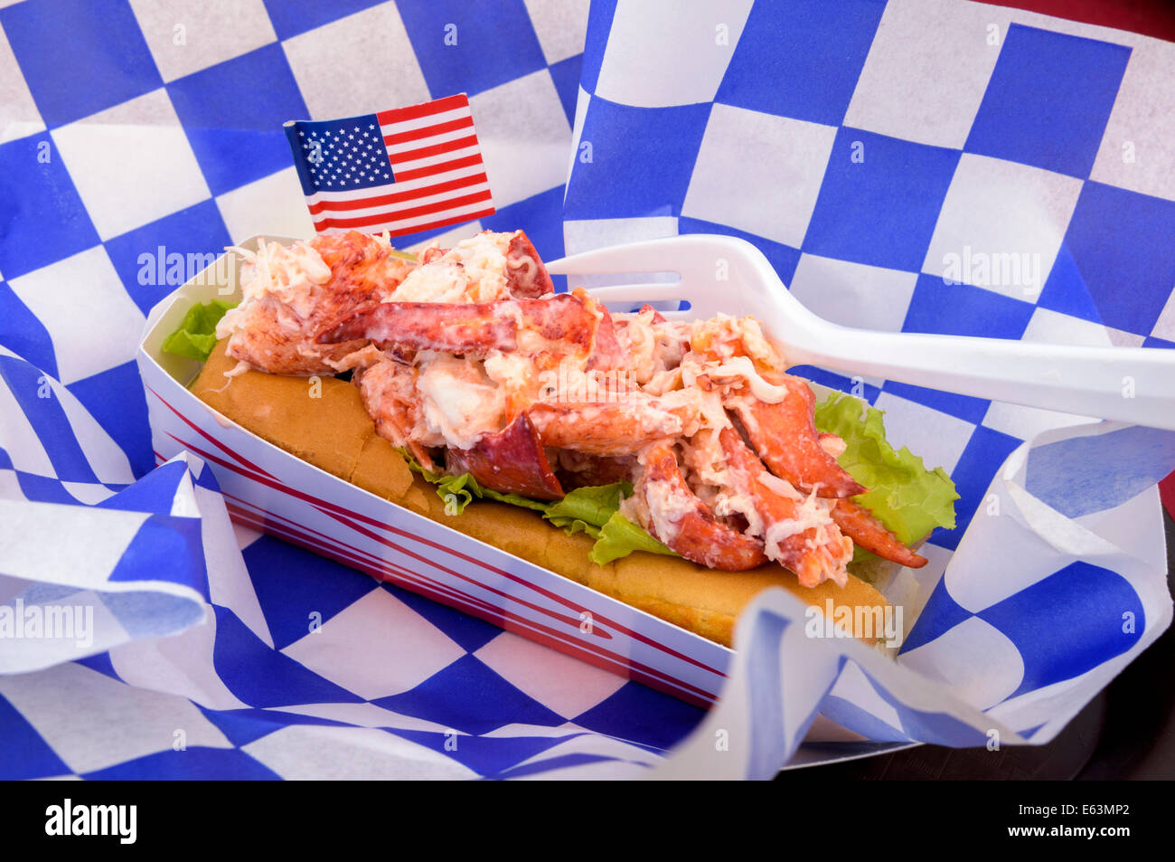 Lobster Roll, Machias Maine. Stock Photo