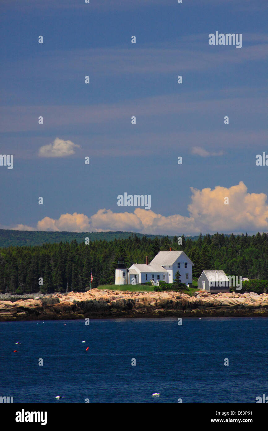 Winter Harbor Lighthouse, Schoodic Peninsula, Acadia National Park, Maine, USA Stock Photo