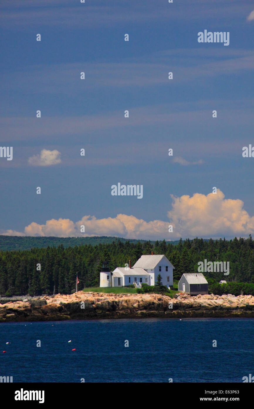 Winter Harbor Lighthouse, Schoodic Peninsula, Acadia National Park, Maine, USA Stock Photo