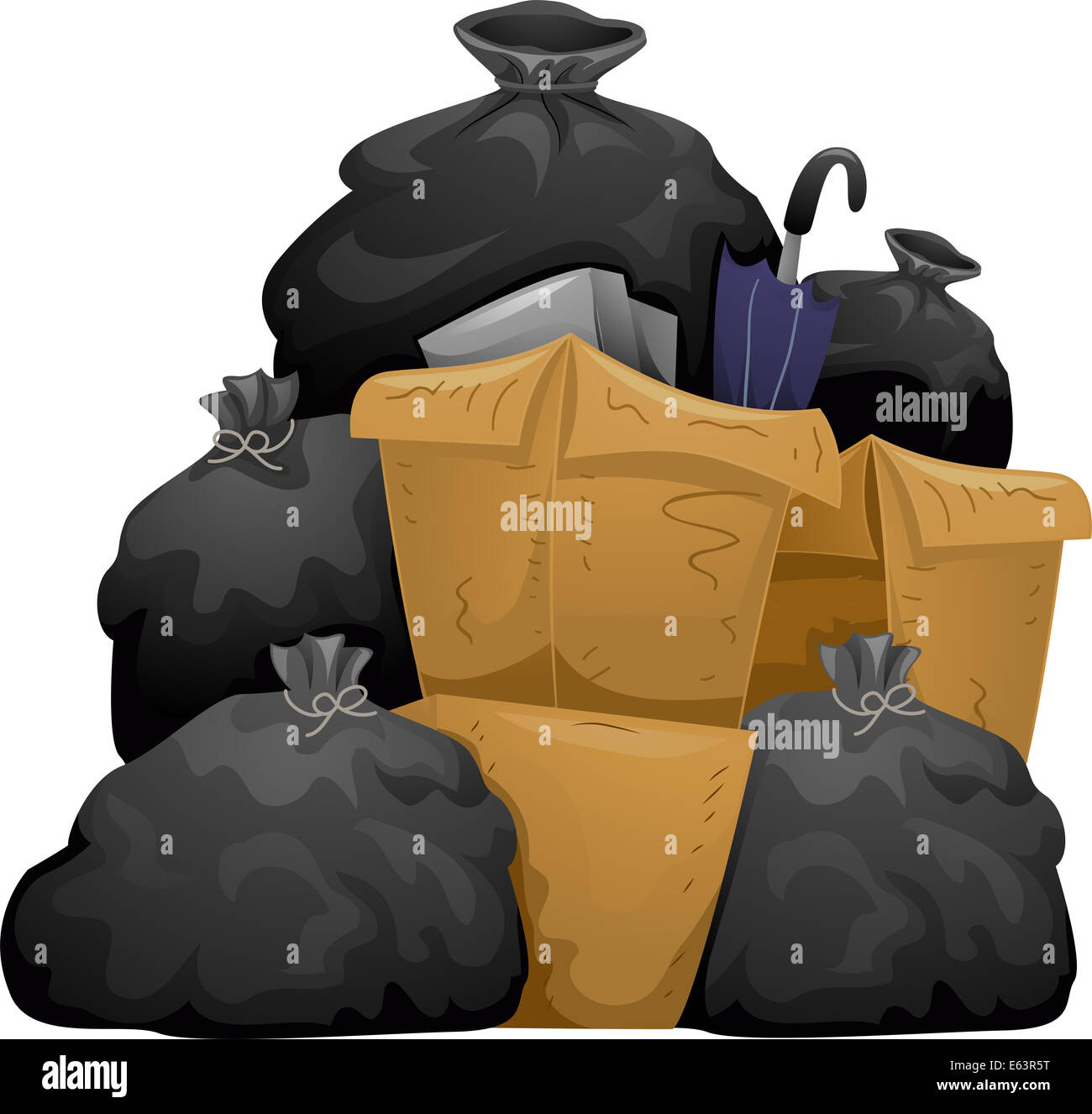 Illustration of Garbage Bags Stock Photo - Alamy