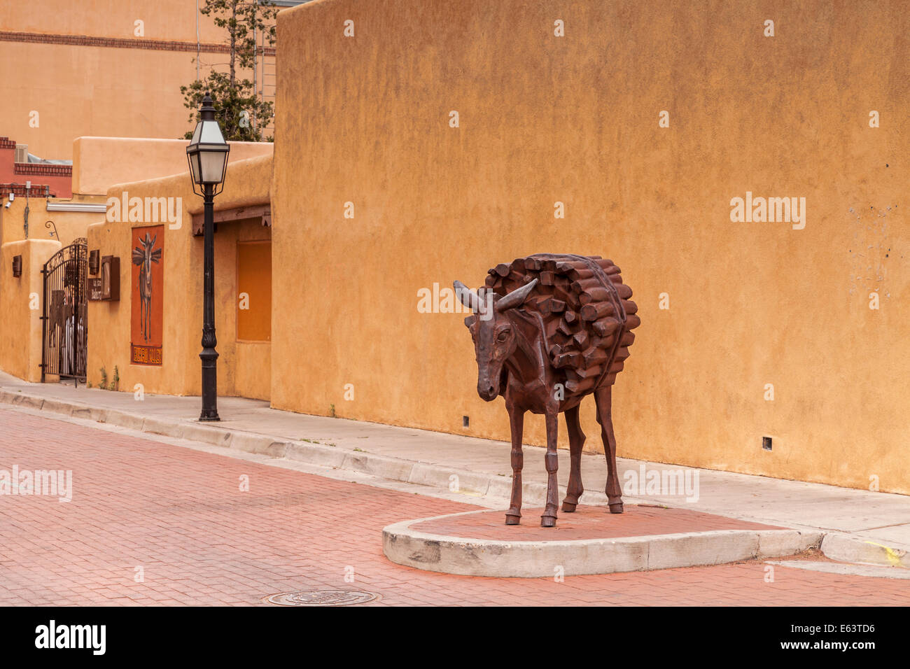 Donkey Sculprure in Burro Alley, Santa Fe, New Mexico. Stock Photo