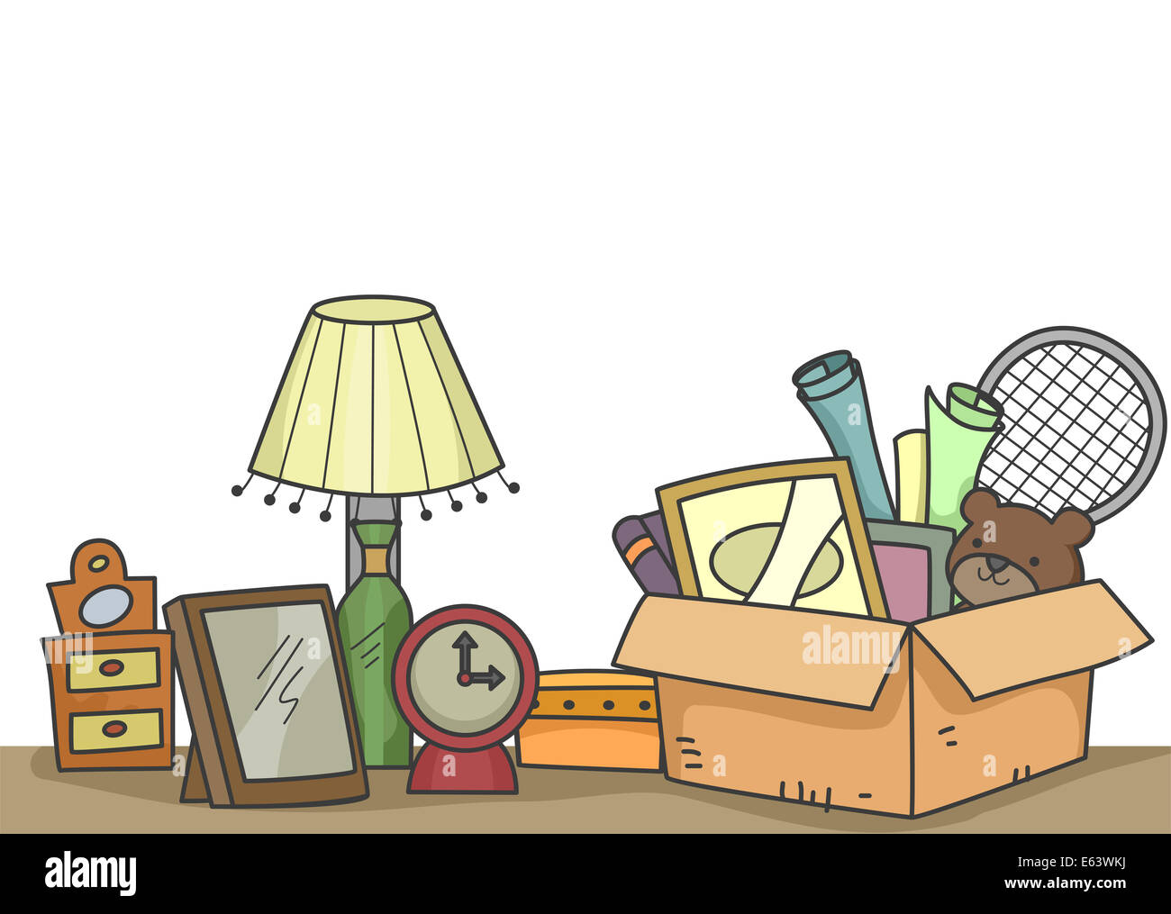 Illustration of Old Items That are About to be Donated Stock Photo
