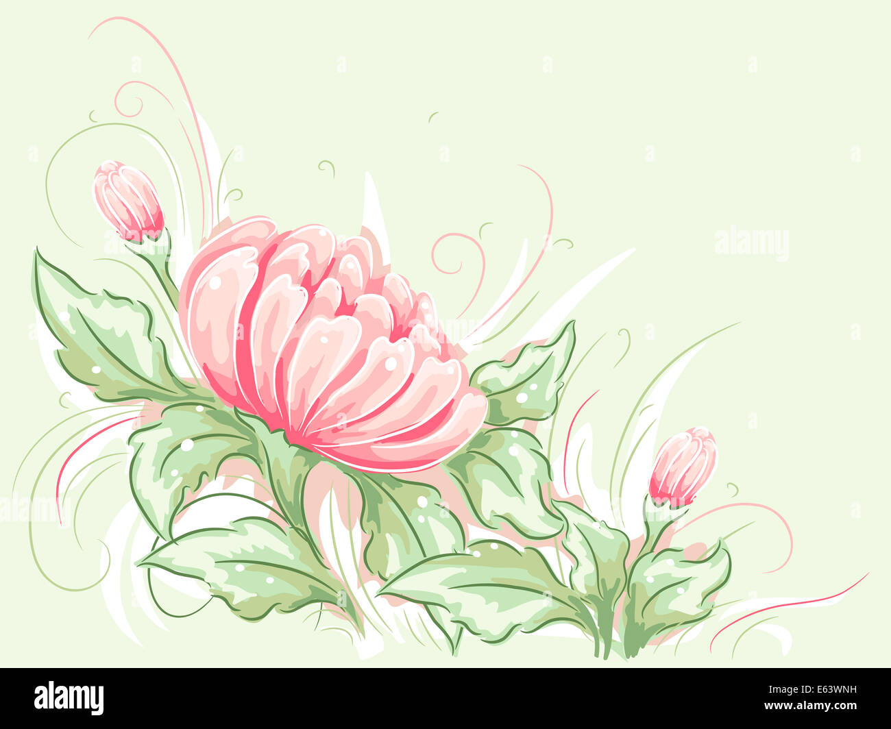 Shabby Chic Themed Illustration Featuring Floral Border Stock