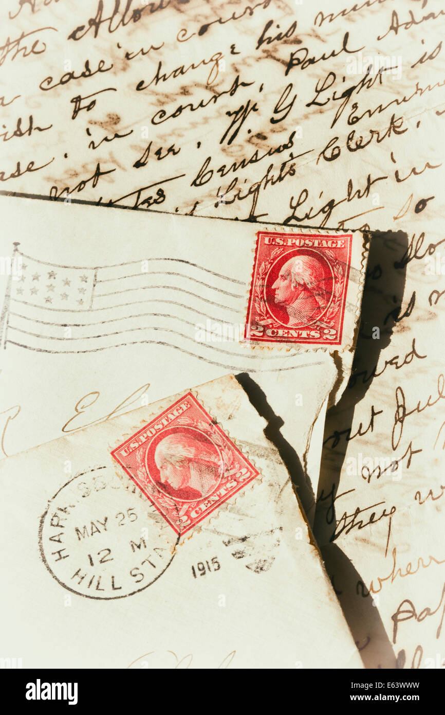 Old antique handwritten letters/envelopes. Stock Photo