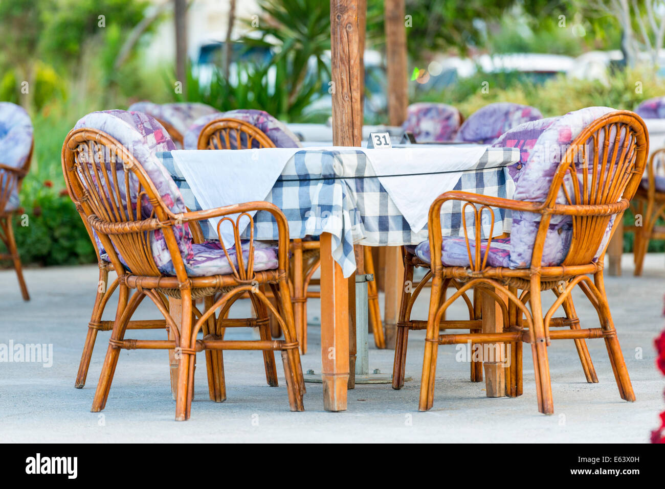 Nice Tables And Chairs In A Greek Tavern in Island of