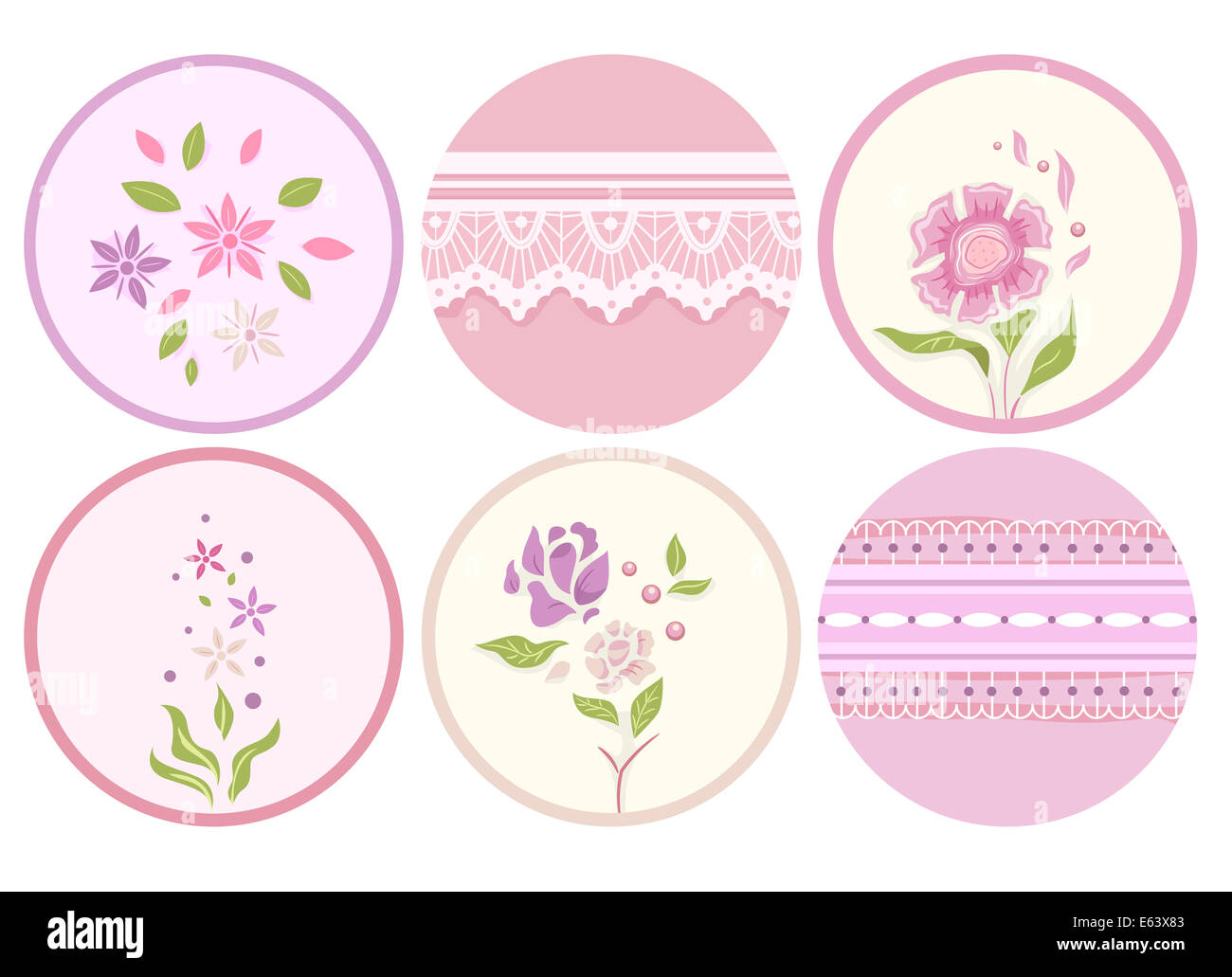 Illustration of Ready to Print Labels with a Shabby Chic Design Stock Photo