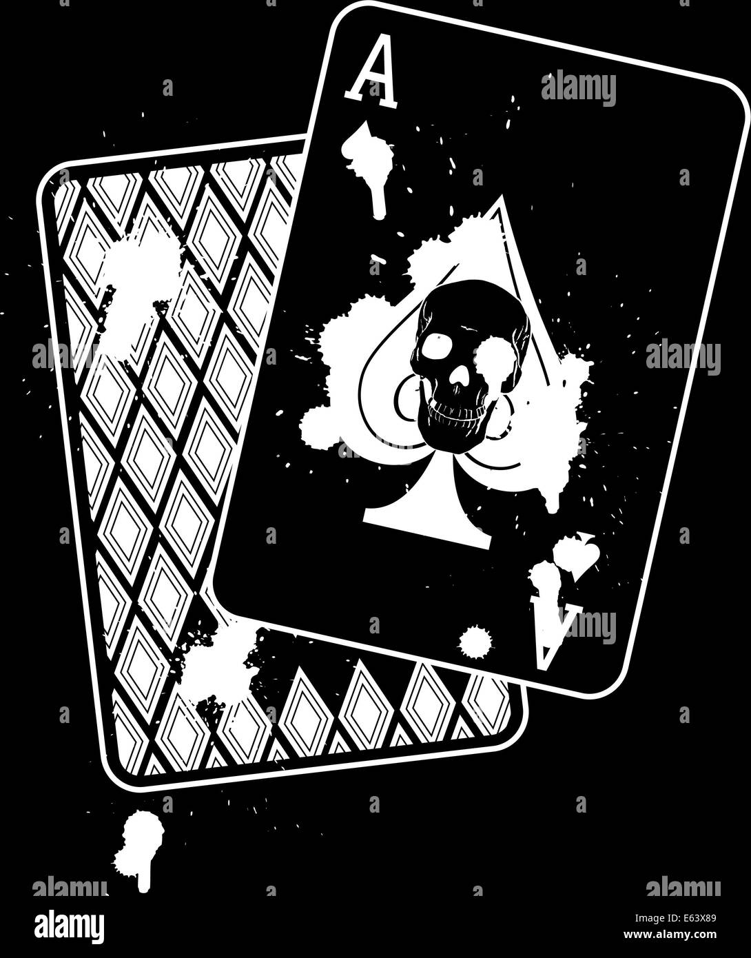 Concept Image of Ace of Spades with a Skull Image inside and a Splatter ...