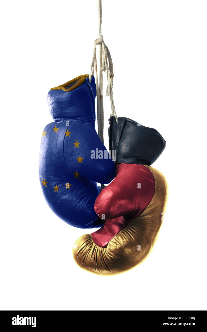 Boxing Gloves in the Color of Germany and the European Union Stock Photo