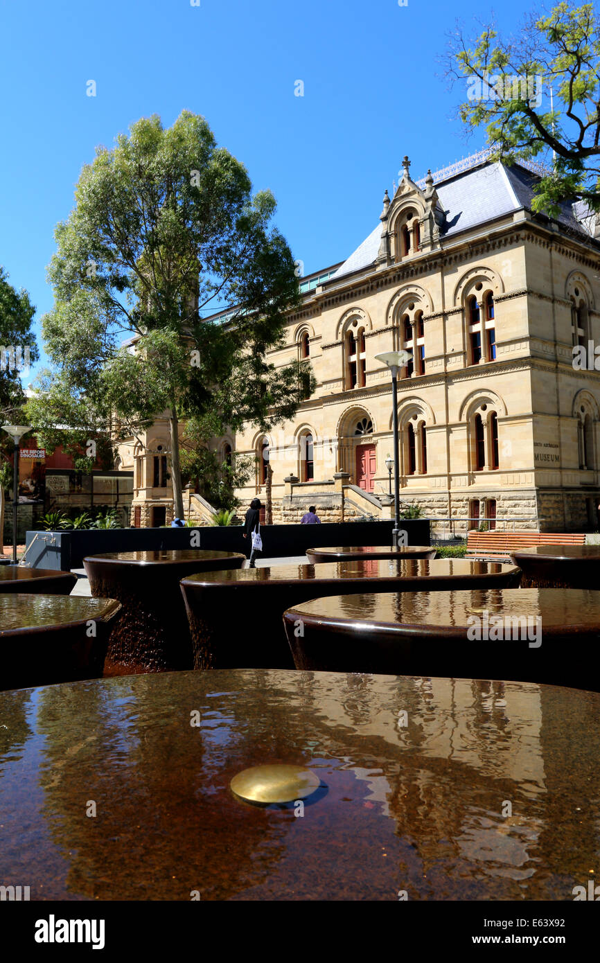 Water feature in front of the South Australian Museum in Adelaide Stock Photo