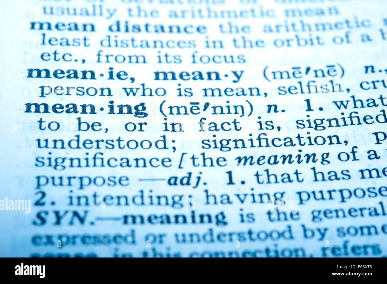 word meaning in a dictionary Stock Photo