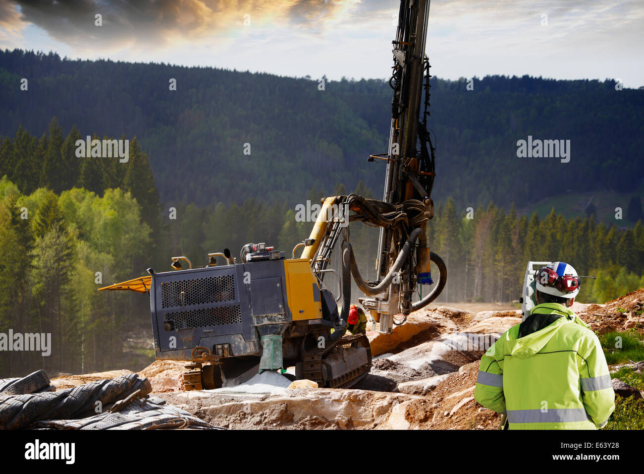 surveying and rock drilling industry Stock Photo