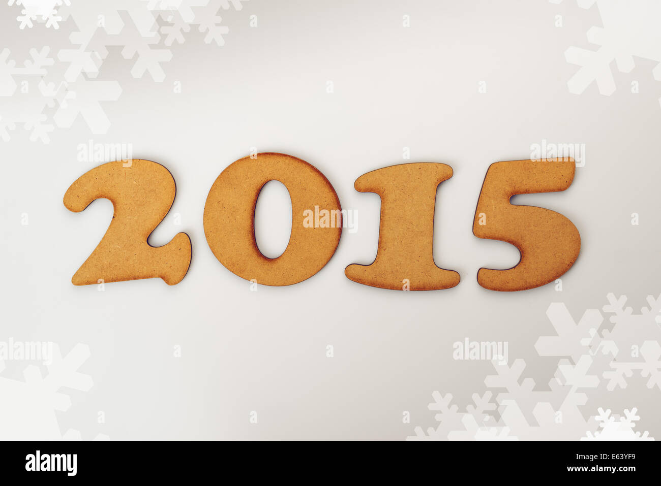 Happy New 2015 Year, conceptual background with wooden figures. Stock Photo