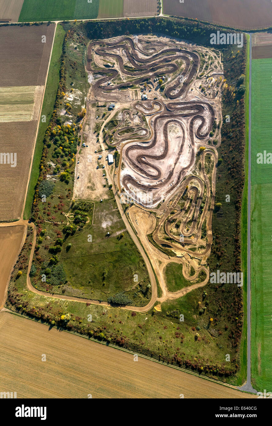 Aerial view, motocross track, Grevenbroich, North Rhine-Westphalia, Germany Stock Photo