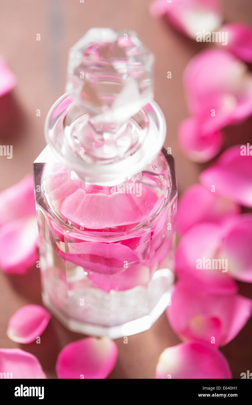 pink flower salt peony essential oil for spa and aromatherapy Stock Photo -  Alamy