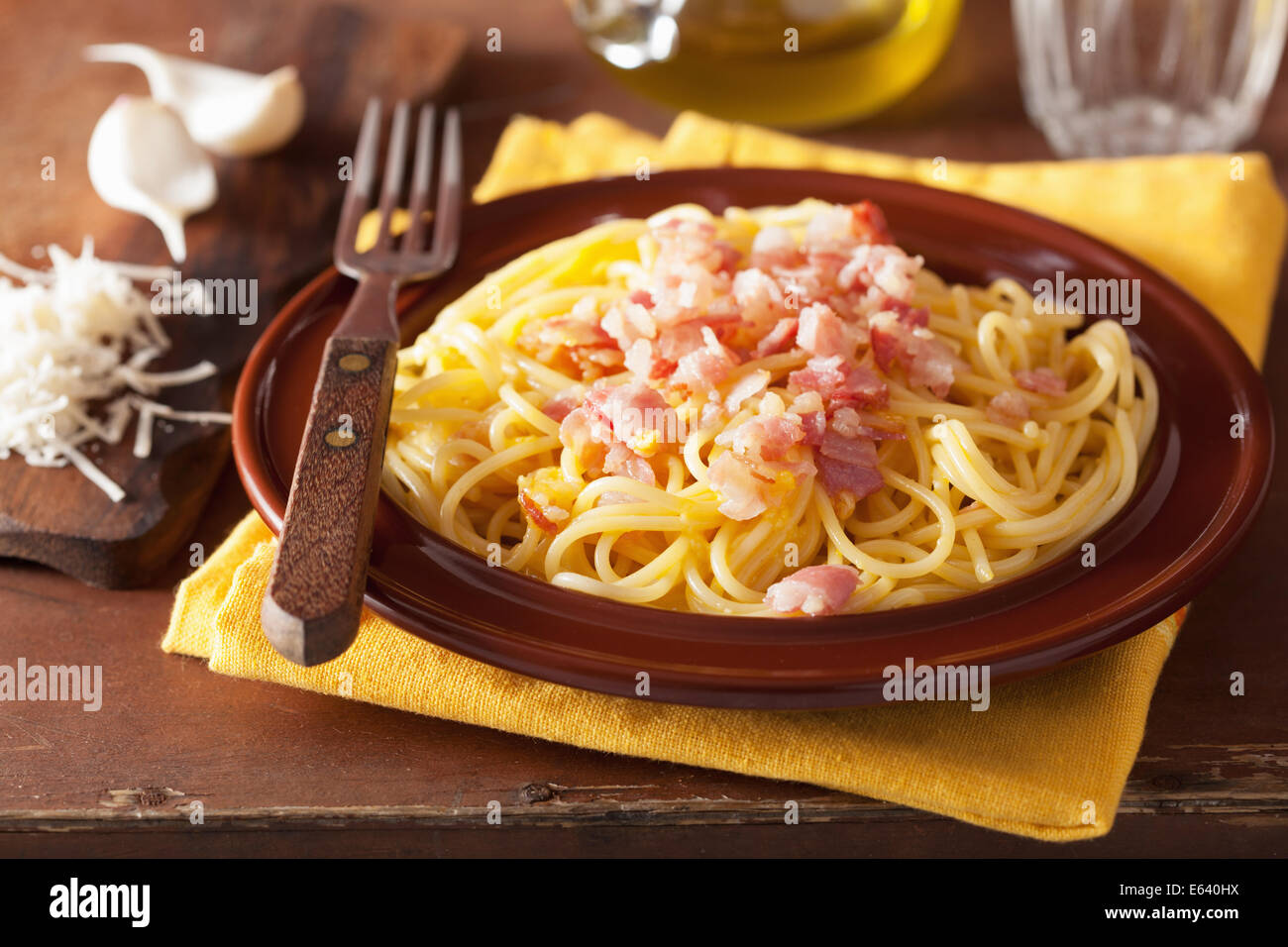 italian pasta spaghetti carbonara Stock Photo