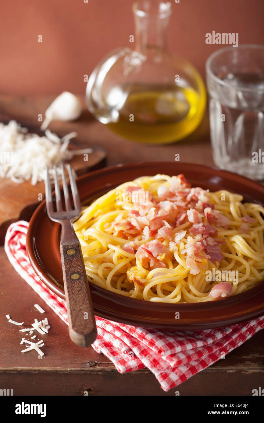 italian pasta spaghetti carbonara Stock Photo