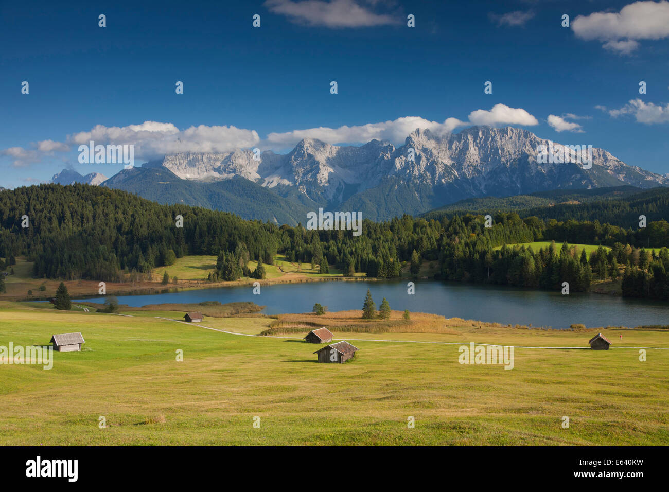 Lake Geroldsee in front of the Karwendel Mountains, Bavaria, Germany Stock Photo