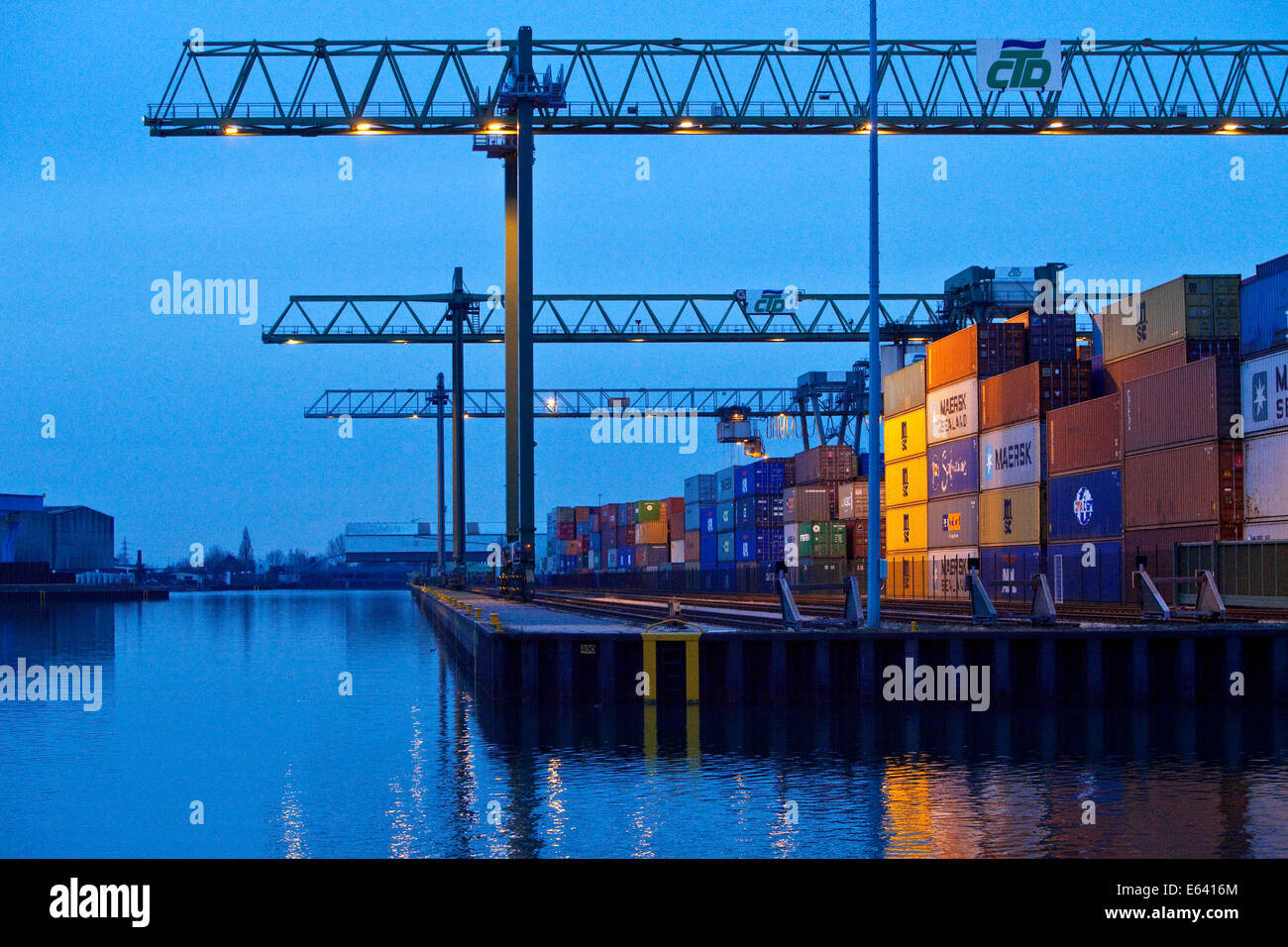 Container Terminal Dortmund or CTD, in the harbor, Dortmund, Ruhr district, North Rhine-Westphalia, Germany Stock Photo