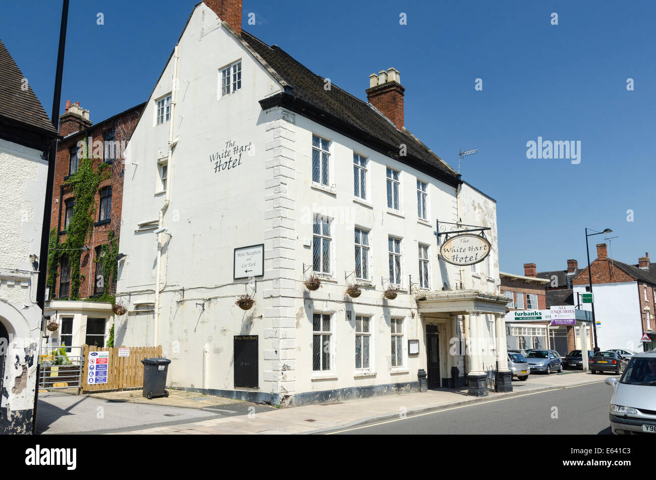 The White Hart Hotel in Uttoxeter, Staffordshire which is undergoing refurbishment Stock Photo
