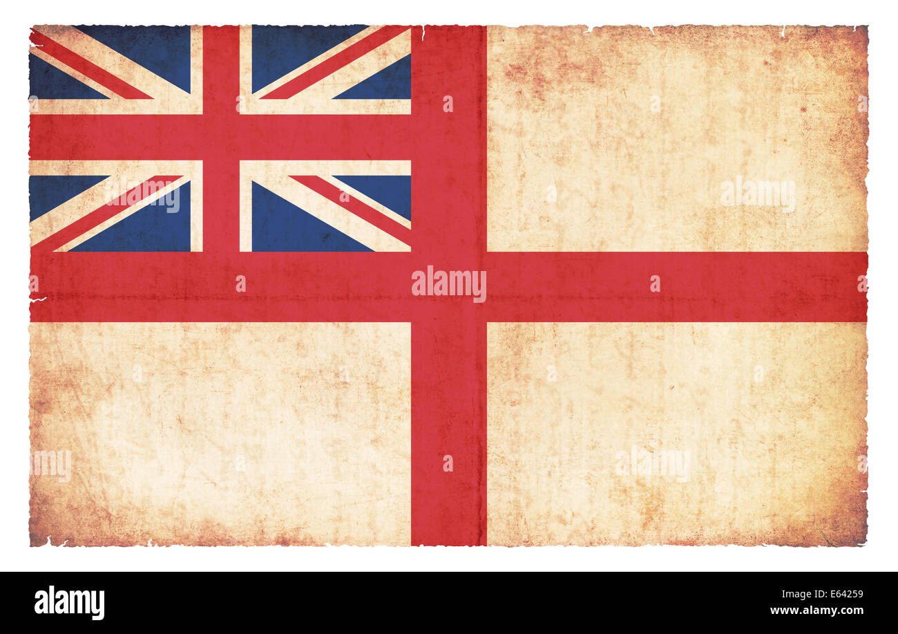 White Ensign of Great Britain (naval flag) created in grunge style Stock Photo