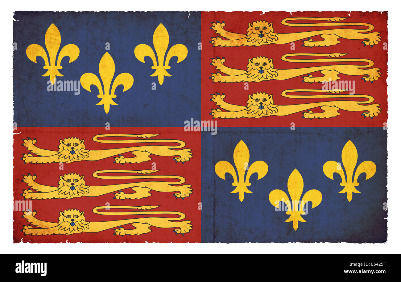 Historic flag of England (Tudor, 1406-1603) created in grunge style Stock Photo
