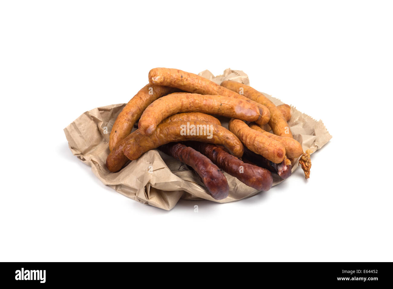 sausages isolated on white background Stock Photo