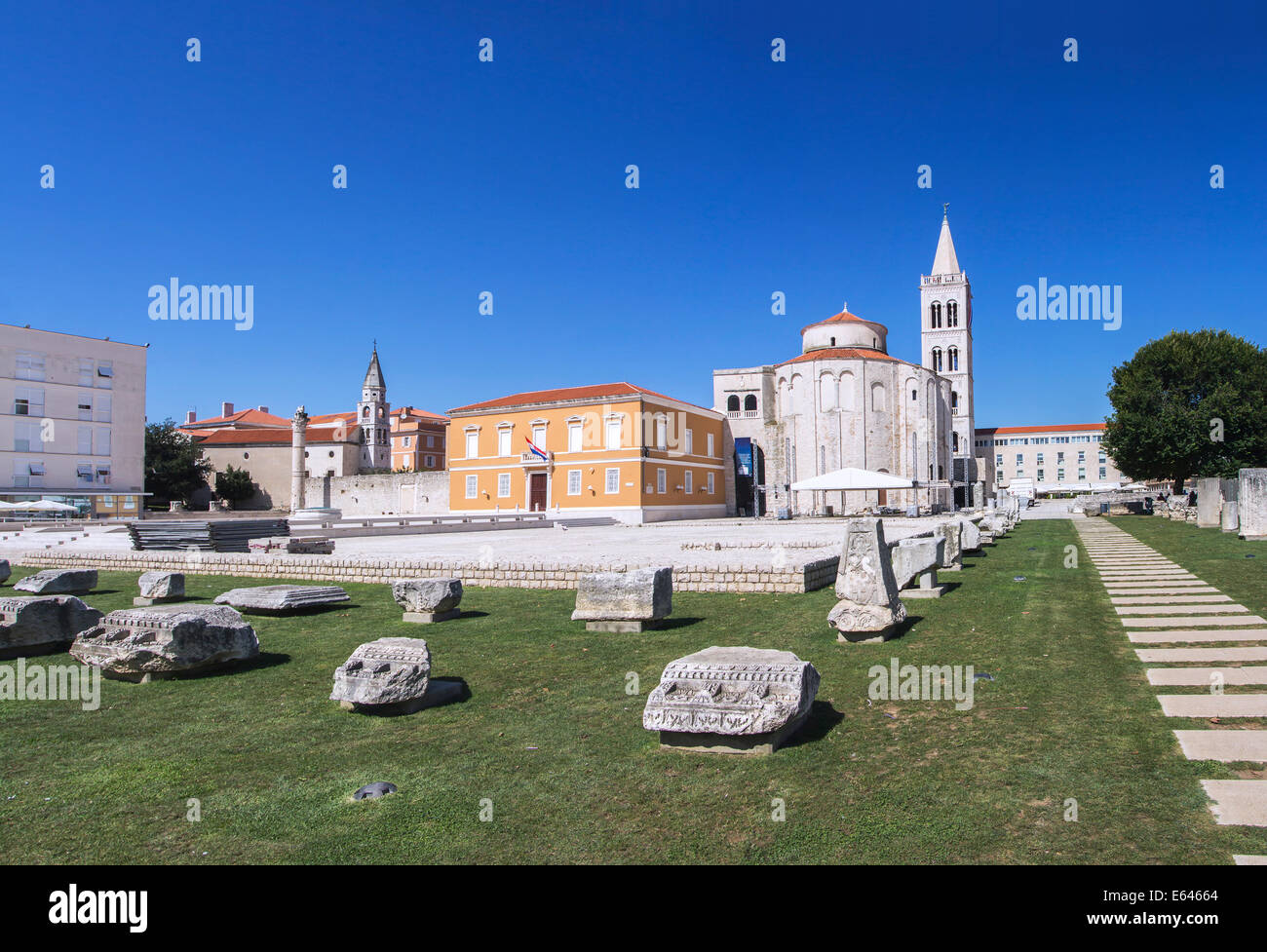 Forum with Church of St. Donat in Zadar, Croatia. Stock Photo