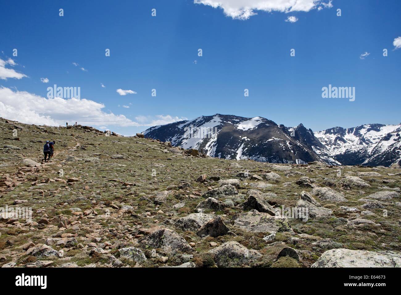 Hiking in Rocky Mountain National Park near the 13,000 foot altitude Stock Photo
