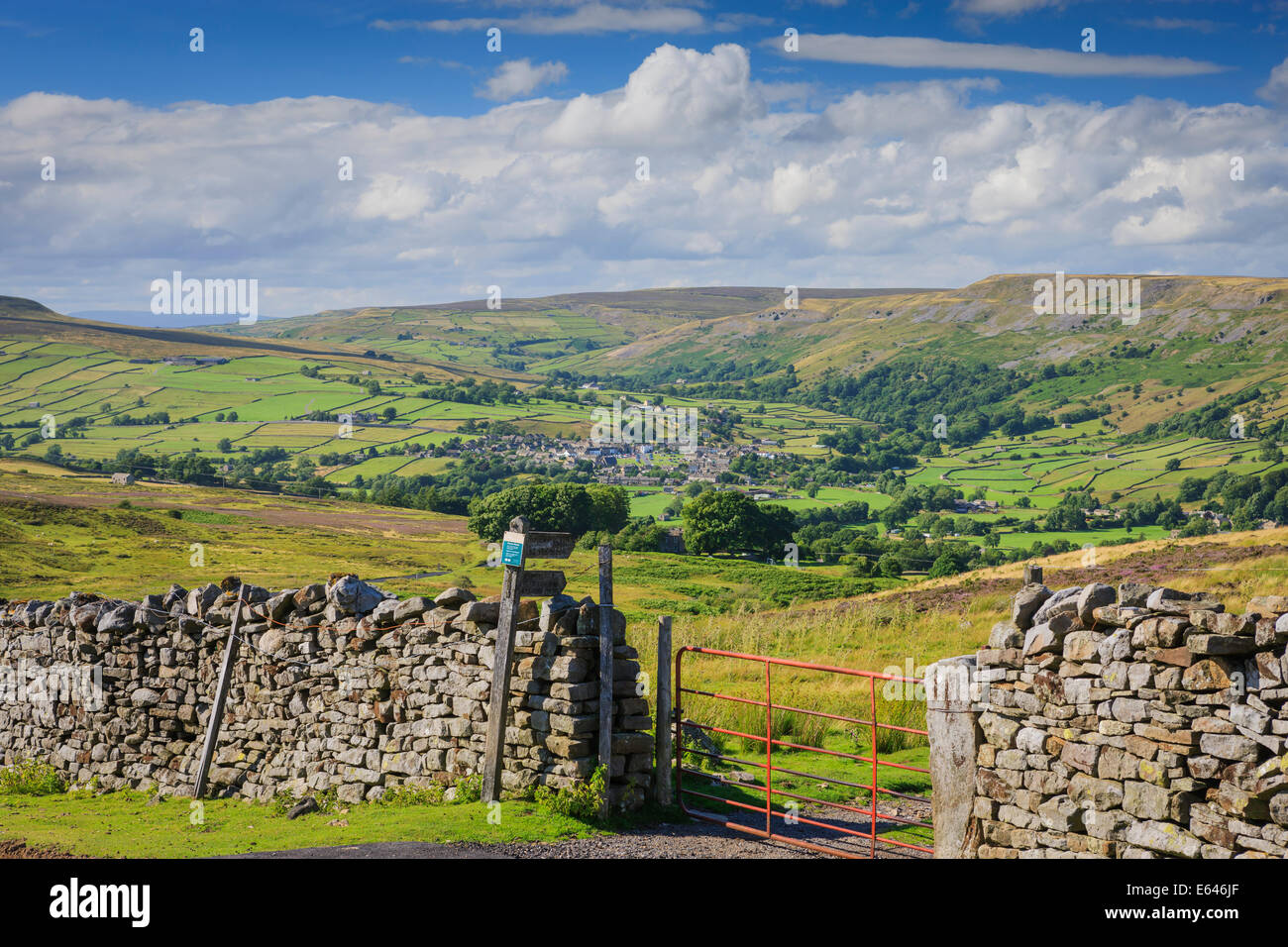 Cogden Moor looking into Reeth and Swaledale Yorkshire Dales North Yorkshire England Stock Photo