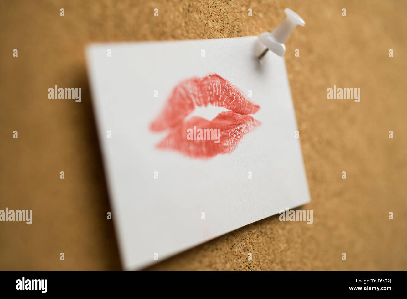 visiting card  with red lip print Stock Photo