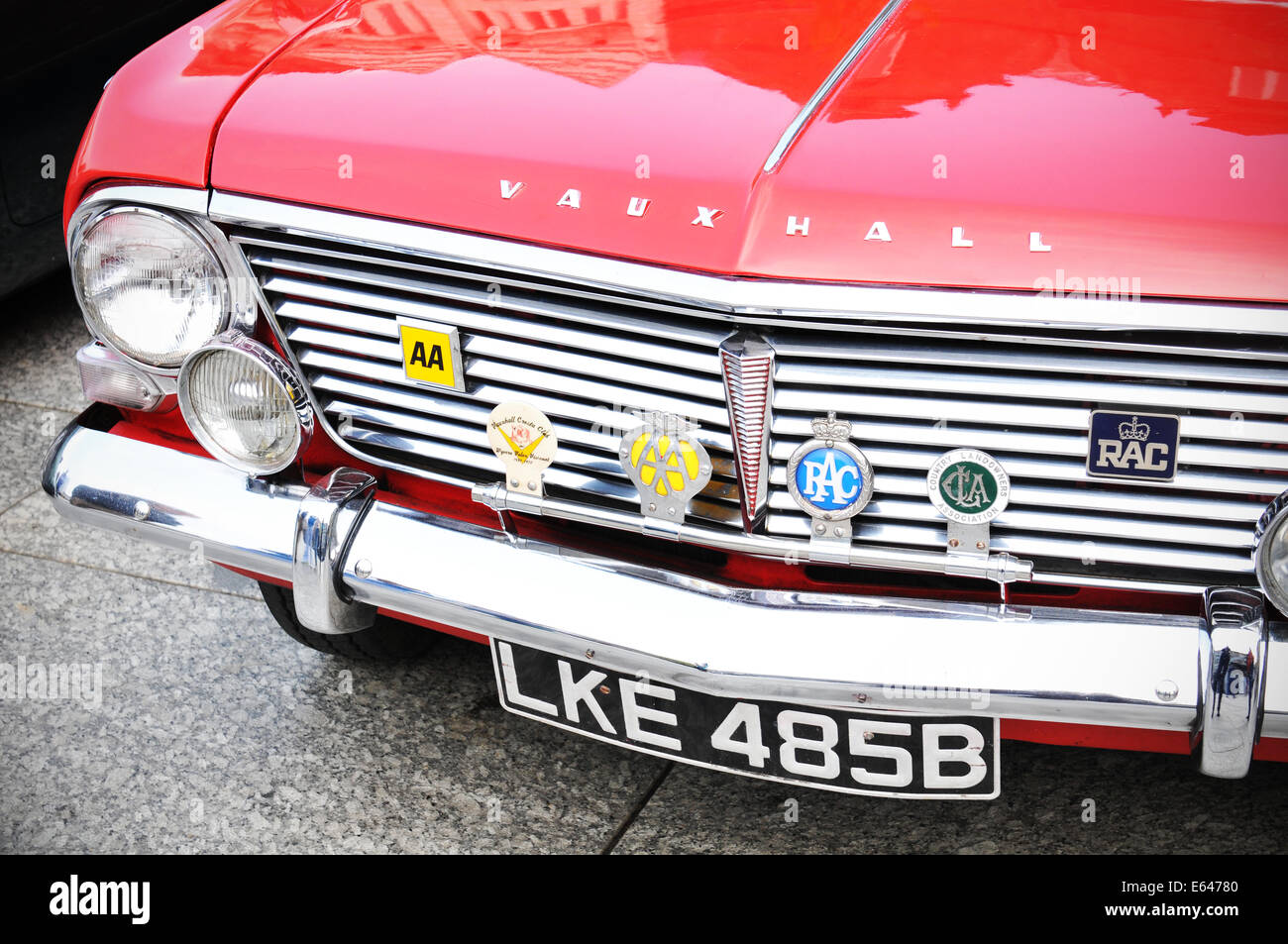 NOTTINGHAM, UK - APRIL 29, 2011: Frontal detail of a retro Vauxhall Cresta car. Picture taken during the vintage cars festival Stock Photo